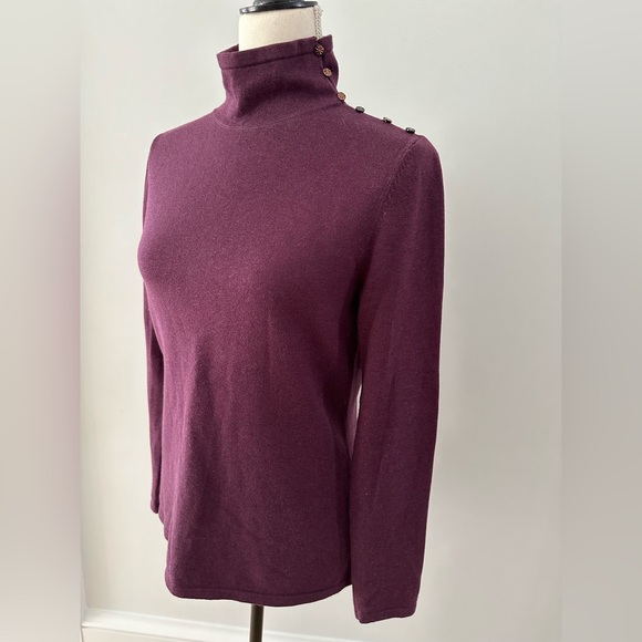 J. McLaughlin Purple Sweater Turtleneck Long Sleeve With Buttons Women's Size S - Picture 9 of 15